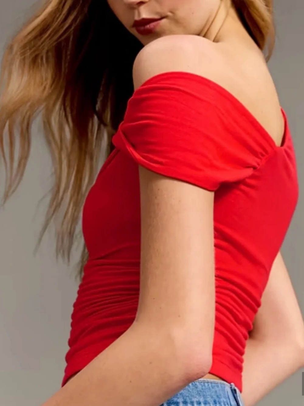 Old Navy Red One-Shoulder Ruched Tank - Picture 2 of 4